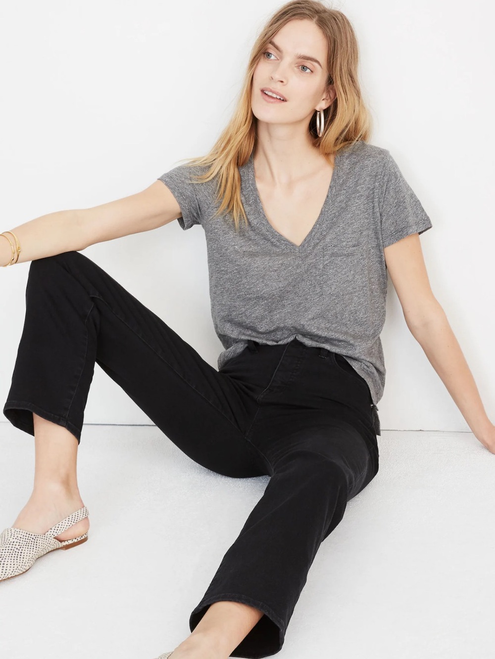 Madewell  Cotton V-Neck Pocket Tee S